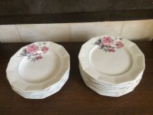 Service floral 12 couverts en porcelaine 