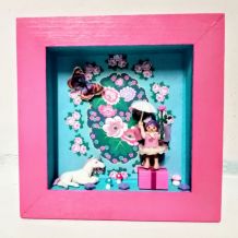 Cadre Playmobil rose personnalisable, fille, licorne