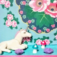 Cadre Playmobil rose personnalisable, fille, licorne