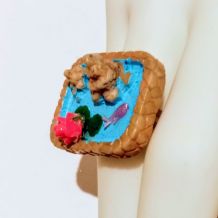 Bague réglable à étang de fée miniature carré