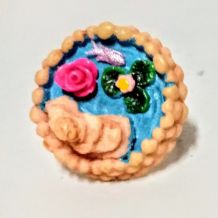 Bague réglable, étang de fée, lotus et poisson roses