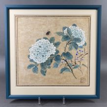 Estampe floral chinoise époque Quing 