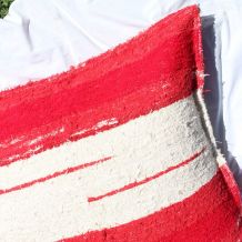 Housse de pouf + rembourrage - 90 x 90 cm - Rouge et blanc 