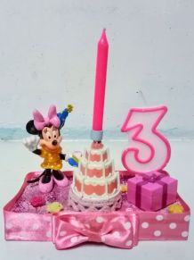 Bougeoir d'anniversaire Minnie Mouse, bougie chiffre