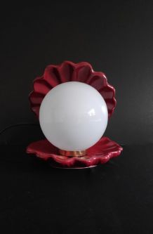 lampe coquillage en céramique bordeaux