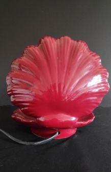 lampe coquillage en céramique bordeaux
