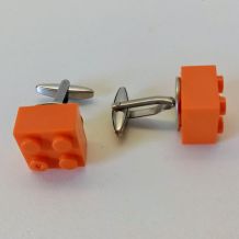 Boutons de manchette Lego®, briques oranges