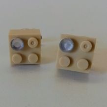 Boutons de manchette Lego®, beiges, Swarovski