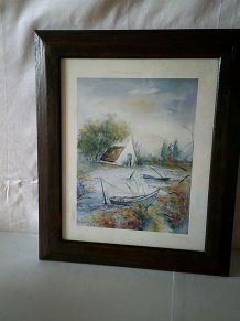 Tableau  paysage avec des bateaux