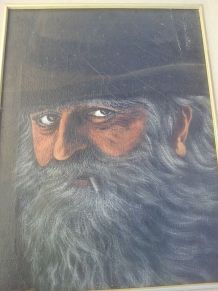 Ancien tableau portrait huile sur toile