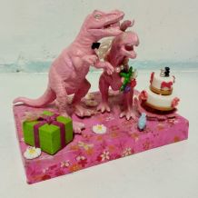 Décor de mariage dinosaure, décor gâteau en rose