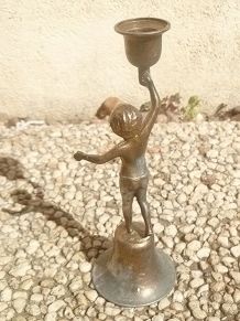 bougeoir  chérubin  sur  socle , vintage 