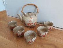 Service à thé en céramique émaillée décor style japonais