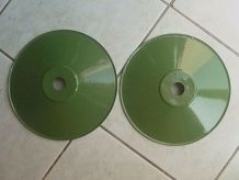 paire  de  suspension  émaillée  verte, vintage