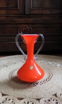 Joli vase en opaline orange (Italie) - Années 60 