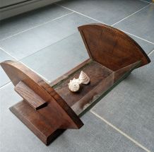 Corbeille à fruits Art Déco bois et verre