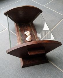 Corbeille à fruits Art Déco bois et verre