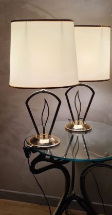 paire de lampes 1980  chrome dorée style deluxe ,  roche,,,,