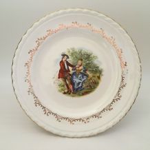 6 Assiettes Plates  “L’Amandinoise”, Style Fragonard