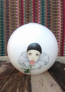 Lustre globe Pierrot  en opaline 