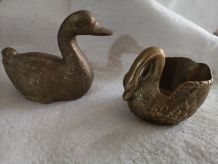 1 Cigne baguier bronze et une oie en Laiton 