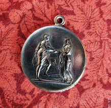 Médaille de mariage en argent 19ème siècle dos vierge