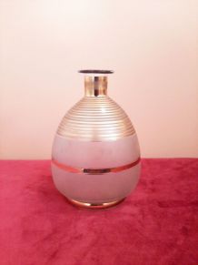 Vase en verre vintage, transparent et dorée