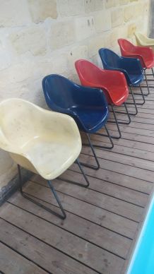 Lot de 6 fauteuils coque résine style Eames