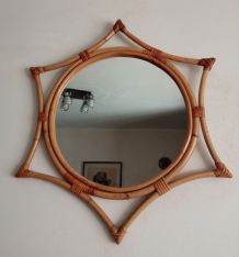 Miroir en bambou vintage