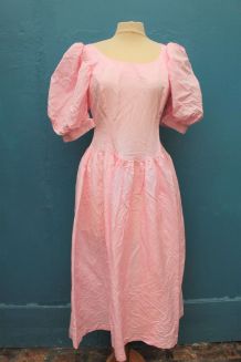 robe longue rose pale style princesse année 70-80