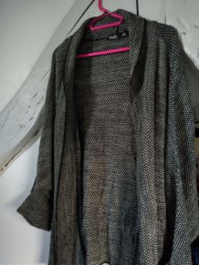 Gilet veste col chandail en maille noire oversize XL