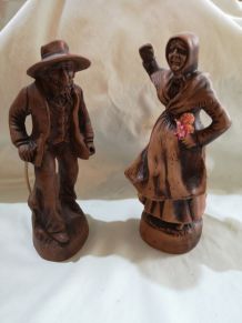 2 STATUETTES en TERRE CUITE signée Françis Lascour 
