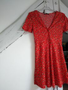 Robe rouge à imprimés fleurs liberty femme taille 38