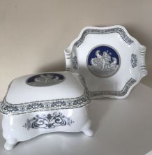 Coffret et plateau en porcelaine anglaise