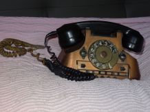 Téléphone de collection en cuivre laiton et bakélite