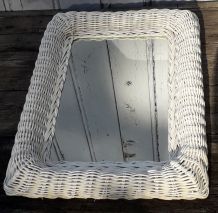 miroir osier blanc 41 x 30 cm