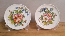 lot de 2 assiettes faience craquelée Bassano peintes main