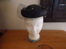 chapeau Vintage style "bibi" noir taille unique