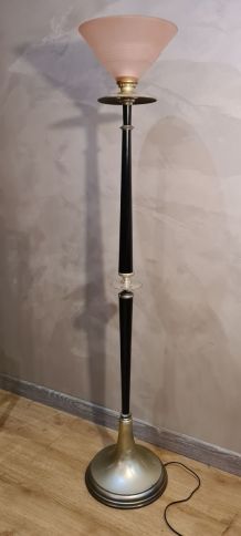  lampadaire avec abat jour art deco rose opaque 1920 electri