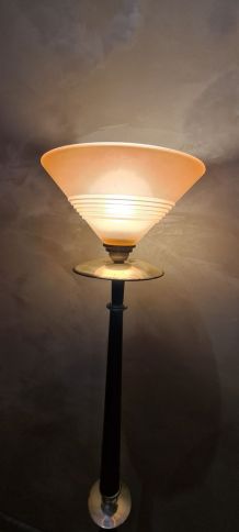  lampadaire avec abat jour art deco rose opaque 1920 electri