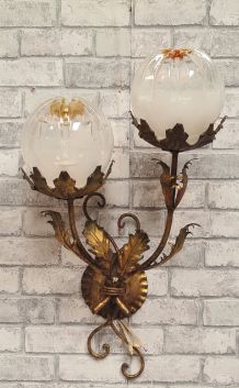 applique fleural vintage métal doré design italien 1960 mura