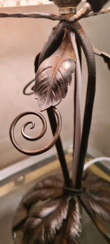 lampe  fer art déco abat jour  clichy rose, 1930 a 40      ,