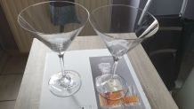 URGENT vente DEUX Verres à Martini 300ml, Cristallin, Transp