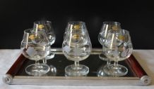 6 verres Cognac cristal gravé main
