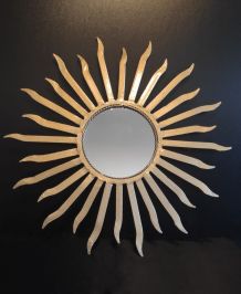 miroir soleil en métal doré vintage