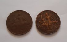 Lot 2 X 5 Centimes Dupuis 1912-1916 Bronze . 2