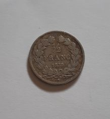 Rare : 1/2 Franc Argent 1839 A Louis Philippe Ier Paris Demi