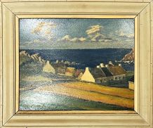 Bord de mer en Bretagne  Huile sur carton Morisot