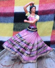 Ancienne bouteille de liqueur en céramique (femme espagnole)