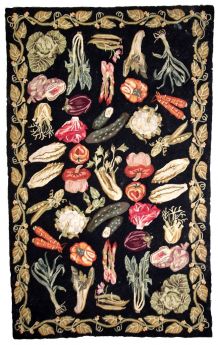 Tapis ancien Américain Hooked fait main, 1B728